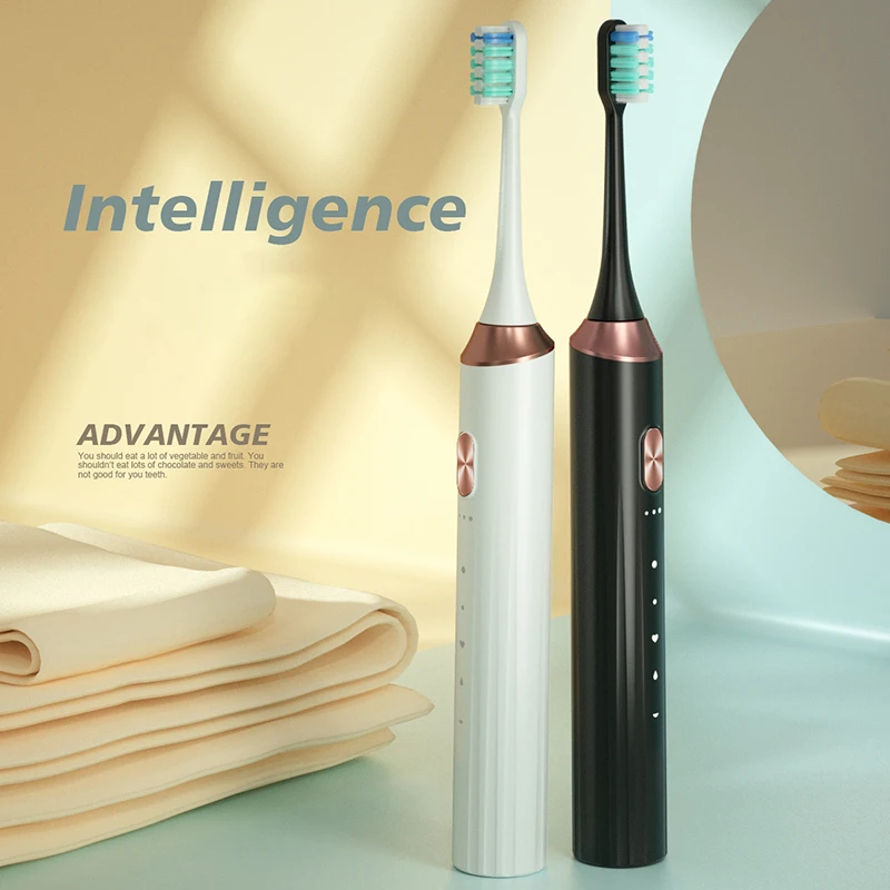 USB 충전식 음파 전동 칫솔 성인용, 5 가지 모드 여행 칫솔, 브러시 헤드 3 개 증정