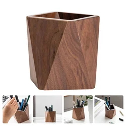 Wood Pen Holder Elegant Wooden Pen Holder Solid Wood Desk Organizer Stationery Box Desktop Container Pen Stand Writing Accessory