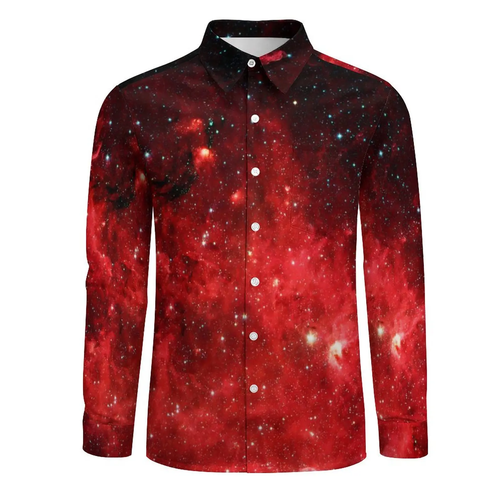 Galaxy Shirt Spring North America Nebula Casual Shirts Men Classic Blouses Long Sleeve Graphic Korean Fashion Clothing Big Size