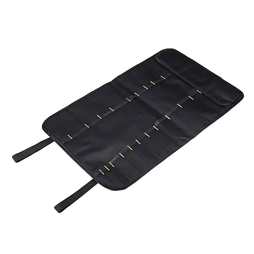 Black Chefs Roll Bag, Oxford Cloth Cutlery Holder Kitchen Cooking Tools Wallet