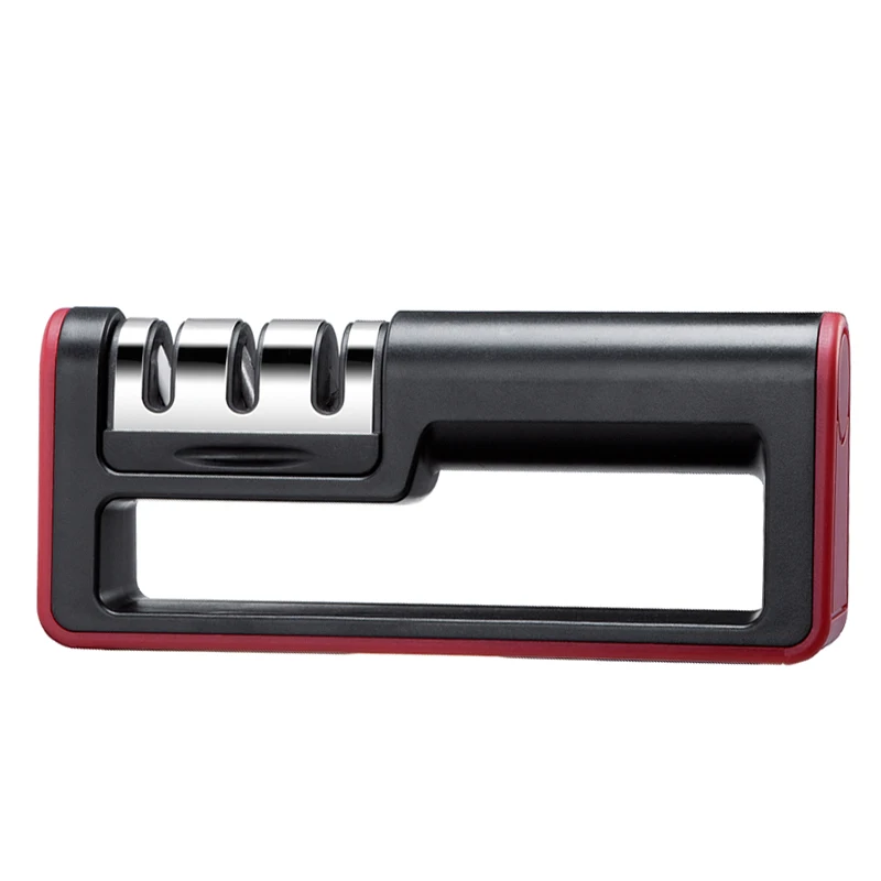 Portable Manual Knife Sharpener Compact Pull Through Design Knife Sharpening Stone Non-Slip Base for Kitchen Use
