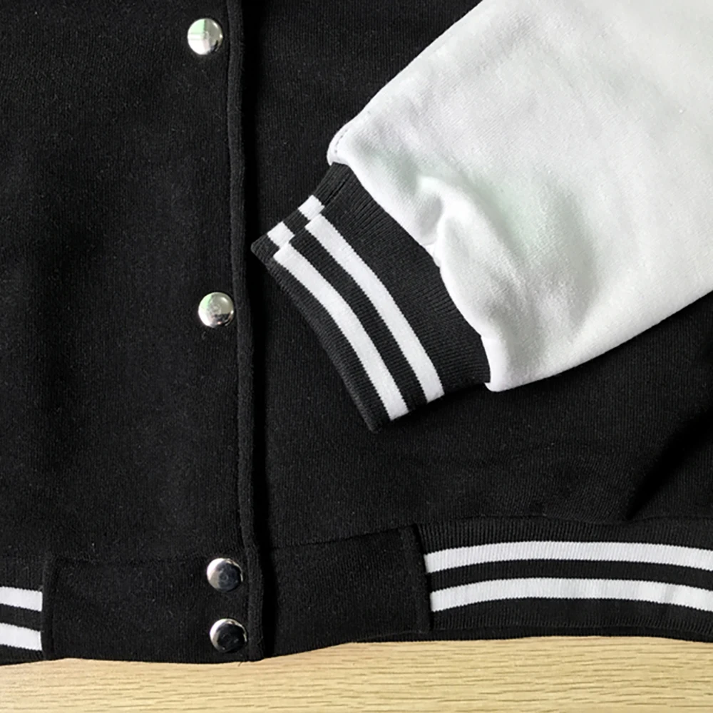 Casual Woman Black White Solid Color Jacket Loose Oversized Baseball Clothes Personality Street Coat Warm Fleece Female Jackets