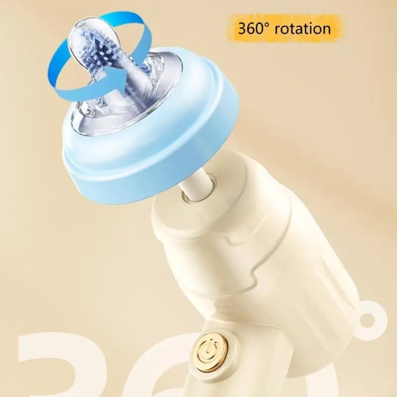 منظف دوار كهربائي مع رأس فرشاة تنظيف قابلة للاستبدال، أداة تنظيف فعالة لزجاجات الأطفال