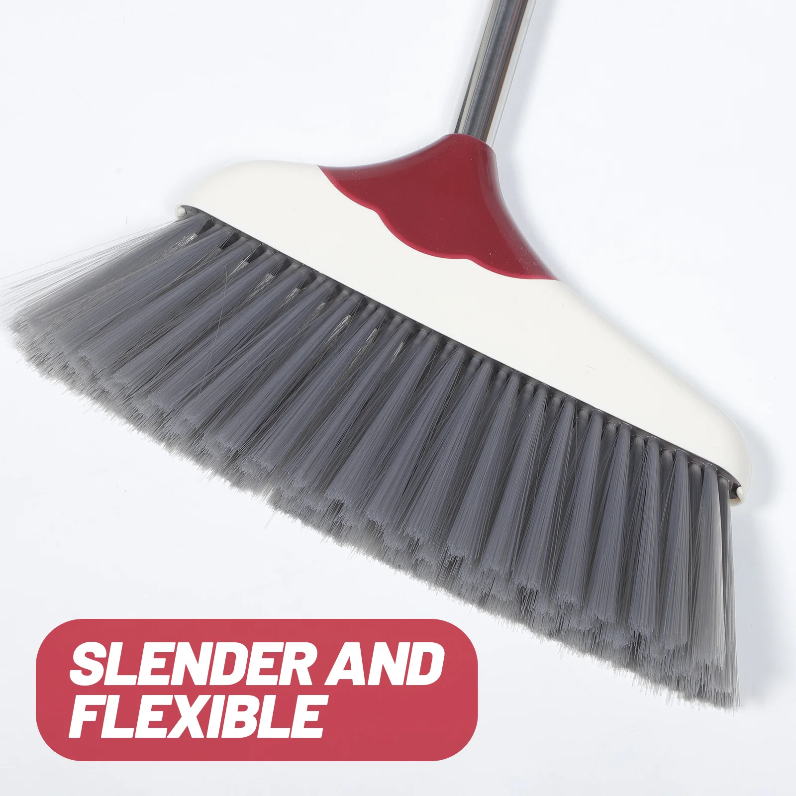 1セットステンレス製ほうきとちりとりスタンドアップセット、柔軟な毛先、家庭用掃除道具、長い柄のゴミシャベル