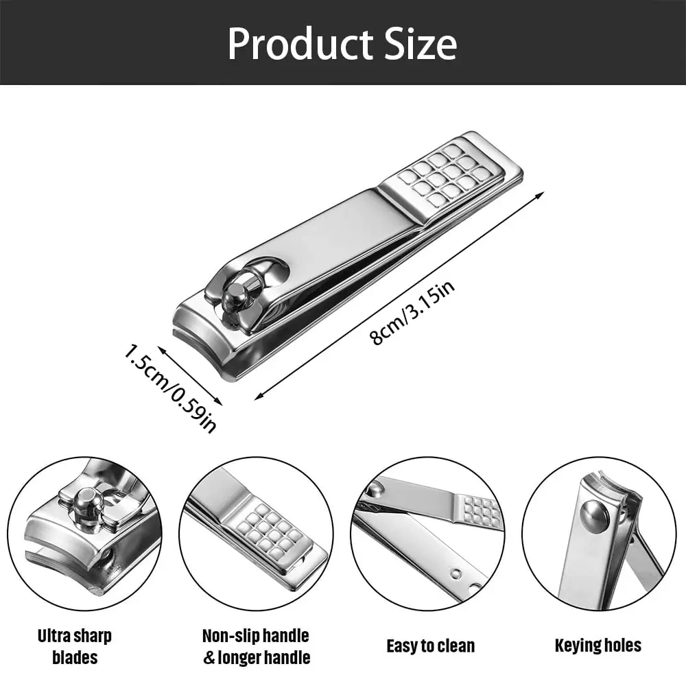 3 peças cortador de unhas e unhas afiadas de aço inoxidável um kit de viagem, cortador de unhas com cabo longo para homens e mulheres