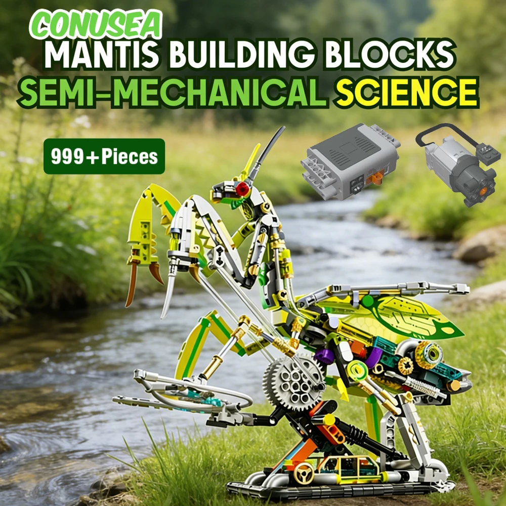 

Electric /Static Mantis Building Blocks Semi-mechanical Science Building Blocks Teaching Toys Model Children's Gifts Boys Girls