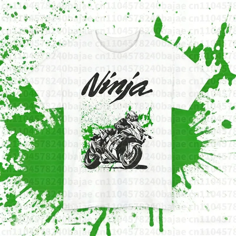 

25-26 Summer Outdoor Quick Drying Breathable Kawasaki 100% Cotton Printed T-shirt Men's and Women's Thin Motorcycle Comfortable