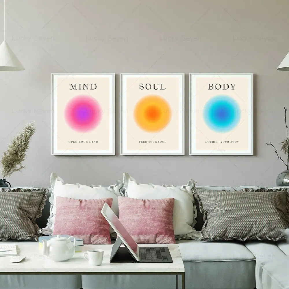 Trendy Spiritual Energy Posters Colorful Gradient Mind Soul Print What You Feel Positive Manifestations Boho Home Decor Pictures