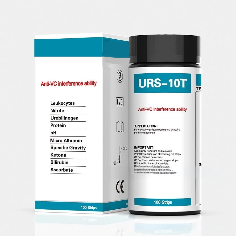 URS 10-In-1 Urine Test Strips Testing UTI Urinalysis Kit For Ketosis PH Protein Monitor Kidney Function Indication Of Health