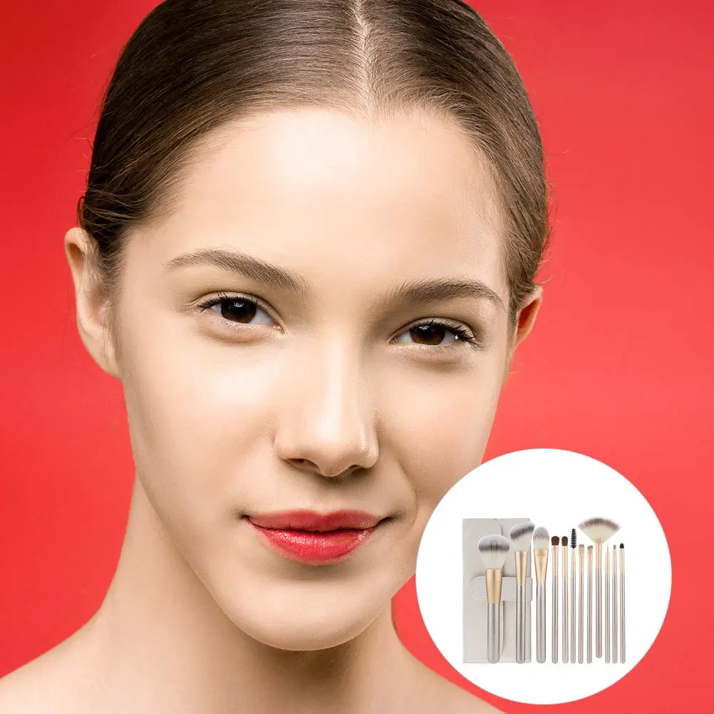 1 Juego de brochas de maquillaje, peine para cejas, cepillos profesionales de nailon duraderos, cepillo para rímel blanco arroz