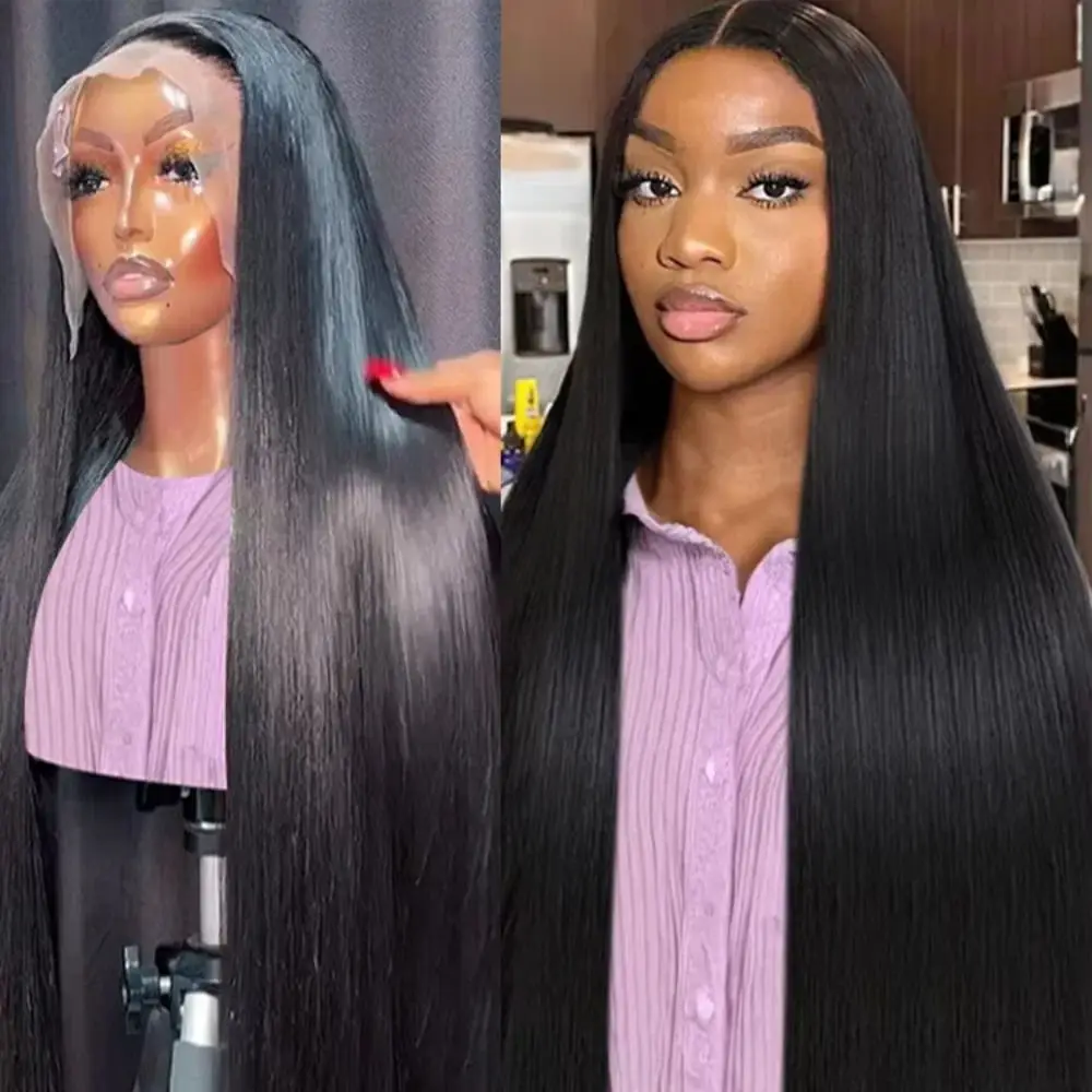 

Прямые парики Bone Straight 13x6 7x6 Full Frontal, 42-46 дюймов, черные, HD Max-Lace 13x4, с фронтальной кружевной вставкой, из бразильских человеческих волос, для чернокожих женщин