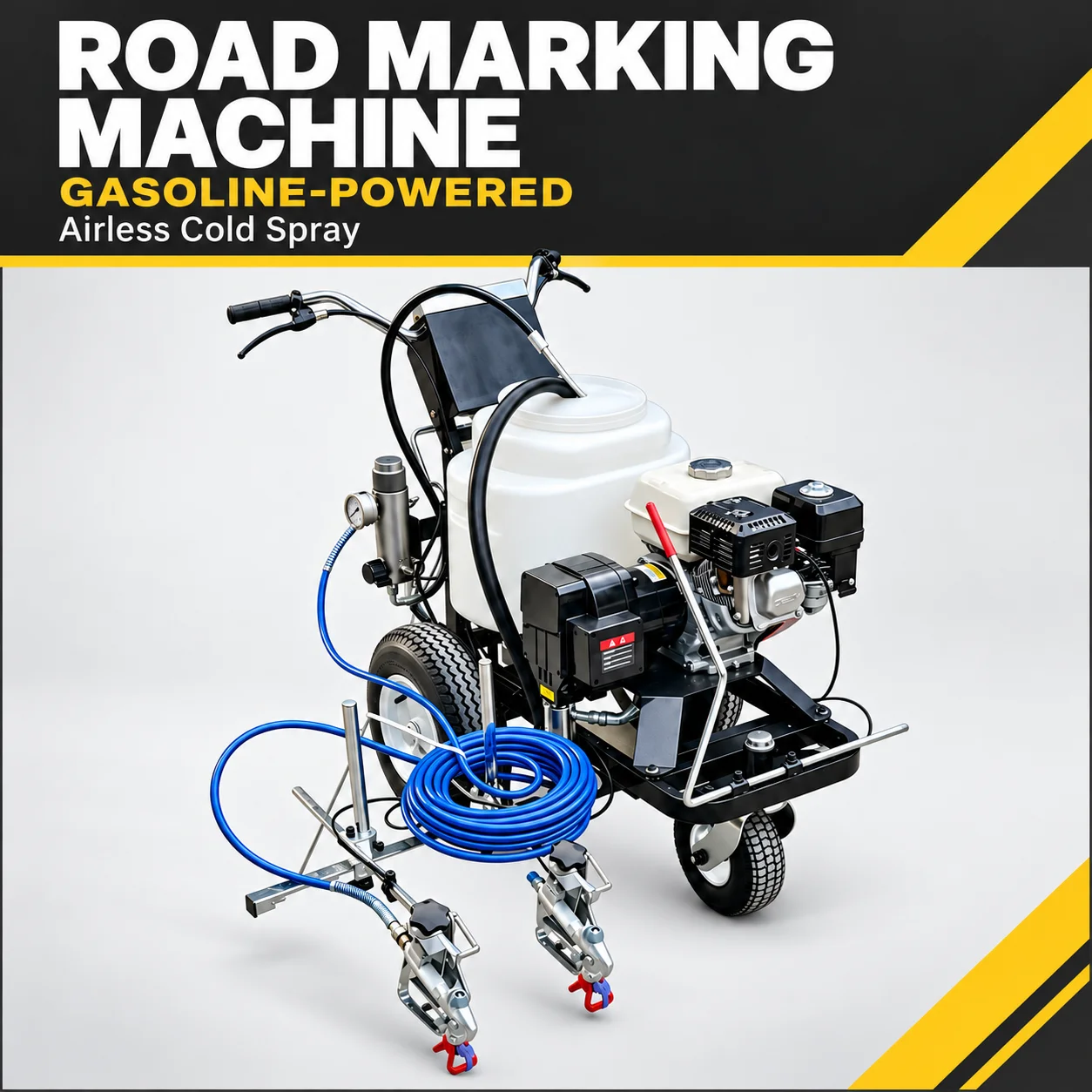 Hand Push Cold Spray Road Marking Machine Airless Line Striper Single Double Spray Gun Optionalr
