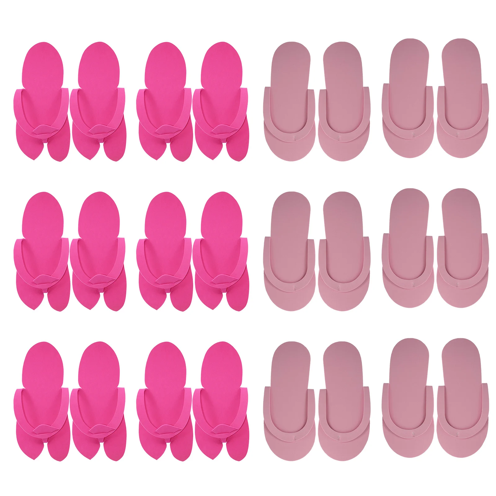 

12 Pairs Portable Manicure Slippers Women Single Use Folding Flip-flops for Travel Pedicure Assembled