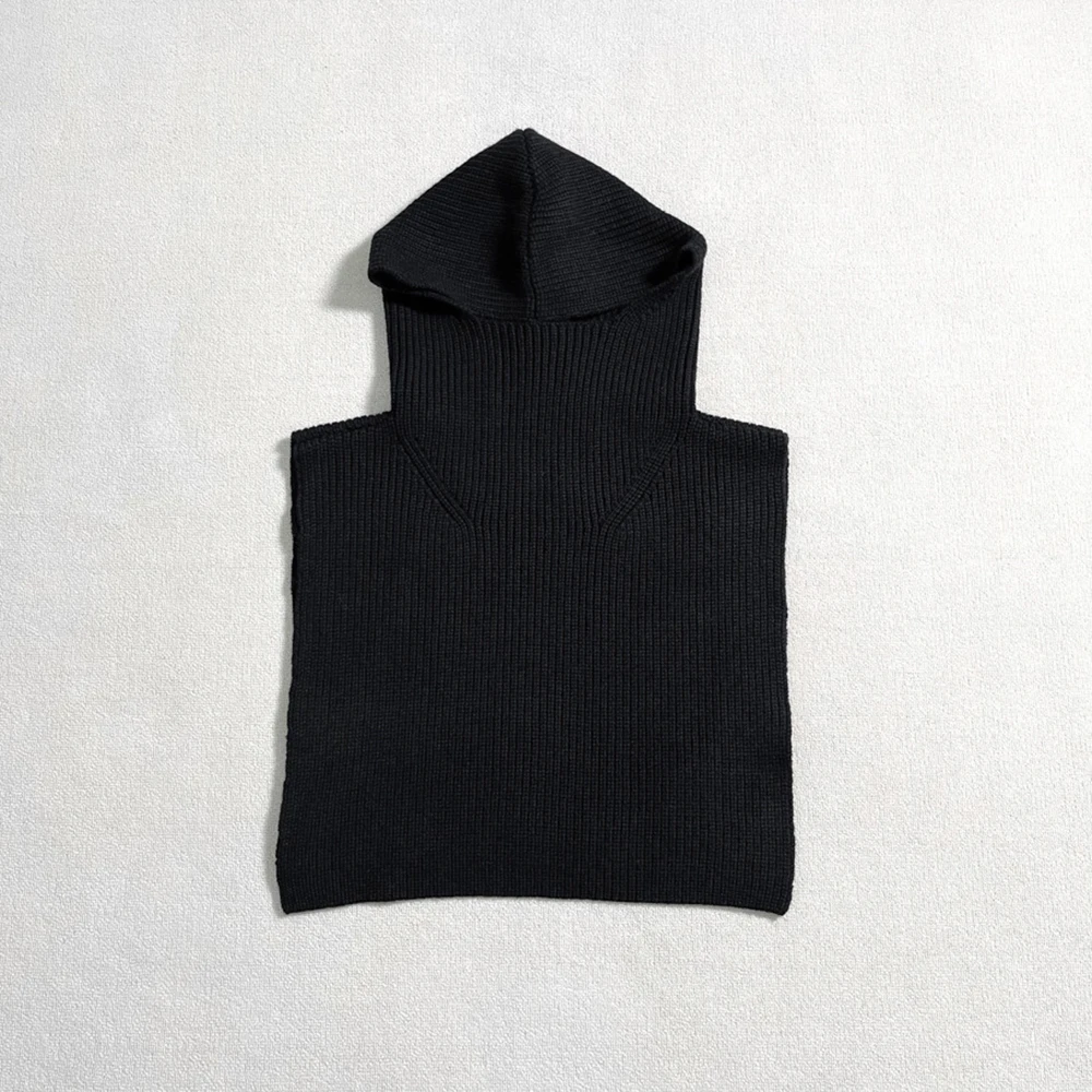 

2024 Early Spring New Women Shawl Y2k Ribbed Blend Simple Fashion Hundred Knit Hooded Scarf Top