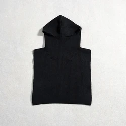 2024 Early Spring New Women Shawl Y2k Ribbed Blend Simple Fashion Hundred Knit Hooded Scarf Top