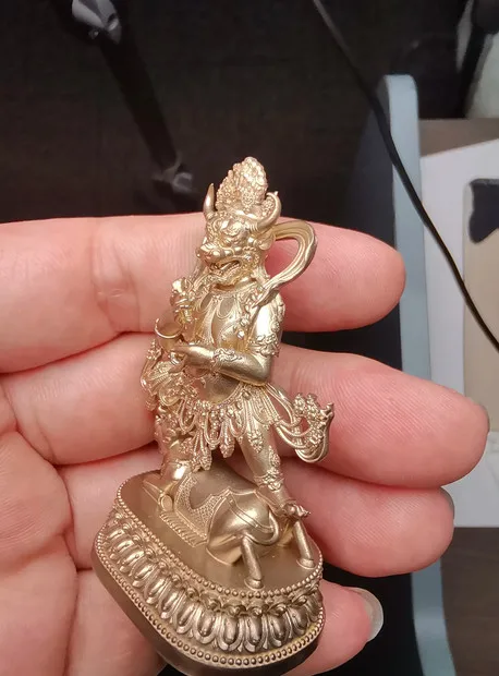 6CM Tibet Protector Yamari Yamantaka Buddha Copper Statue