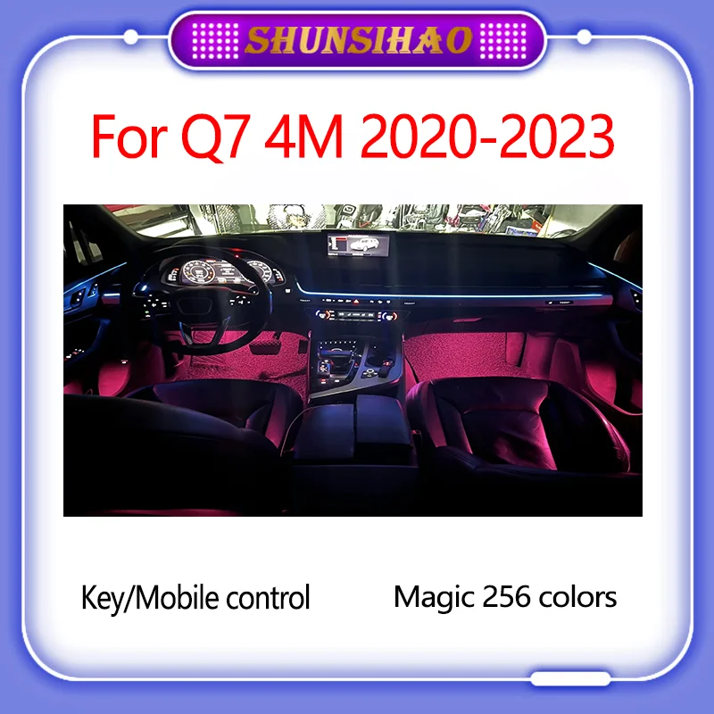 

Shunsihao Atmosphere Lamp For Q7 4M 2020-2023 Magic 256 Colors Ambient Lighting Car Environment Decorate Light Door LED