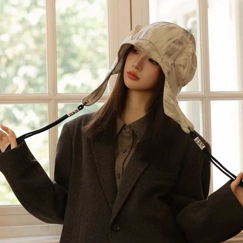 

Double Ring Head Wrap Hat Autumn Winter New Windproof Ear Protection Face Slimming Post Apocalyptic Women's Casual Beanie Trendy