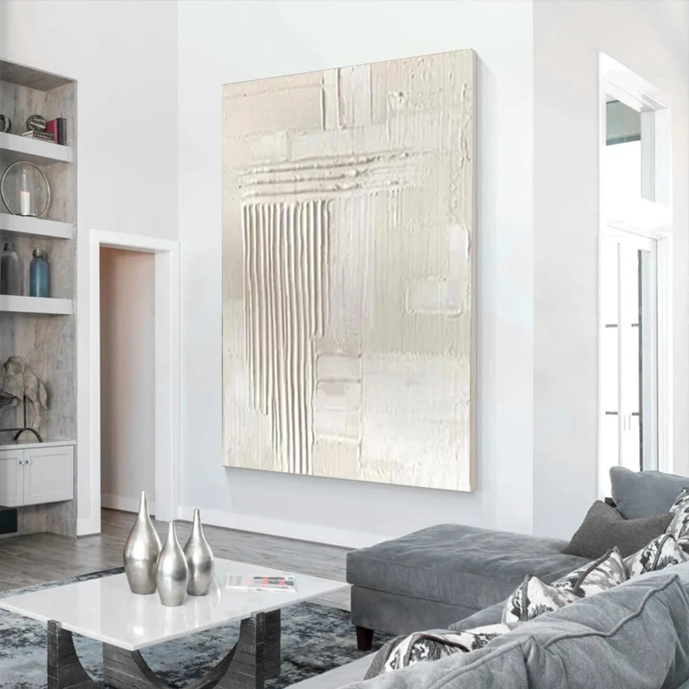 

Scandinavian Nordic Handmade White Horse Oil Painting Abstract Canvas Wall Art for Living Room Decor Modern Minimalist Poster