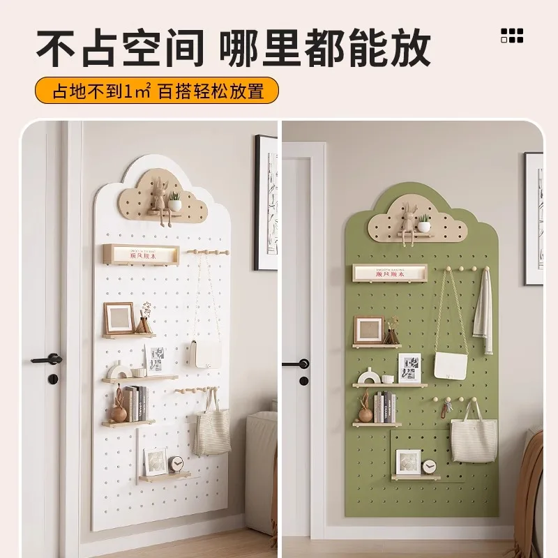 Customized hole board solid wood wall decoration baffle entrance Nordic wall wall hanging storage