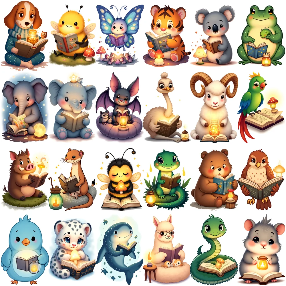 

28pcs Temporary Tattoo Animal Characters Cartoon Book Reading Temporary Tattoo Stickers For Children Arms Shoulders