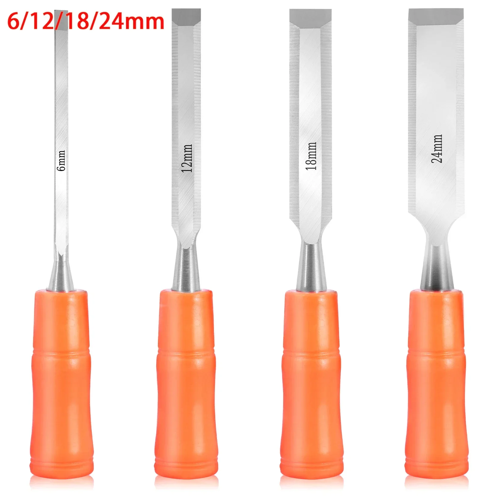 

4Pcs Wood Carving Chisel Set Carbon Steel Woodworking Tool 6/12/18/24mm Carpentry Flat Chisels Carving Knife Carpenter Hand Tool