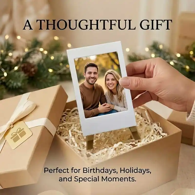 White Mini Instant Photo Frame 3D Printed Easel Stand Reusable Desktop Polaroid Picture Display Table Decor Birthday Gift