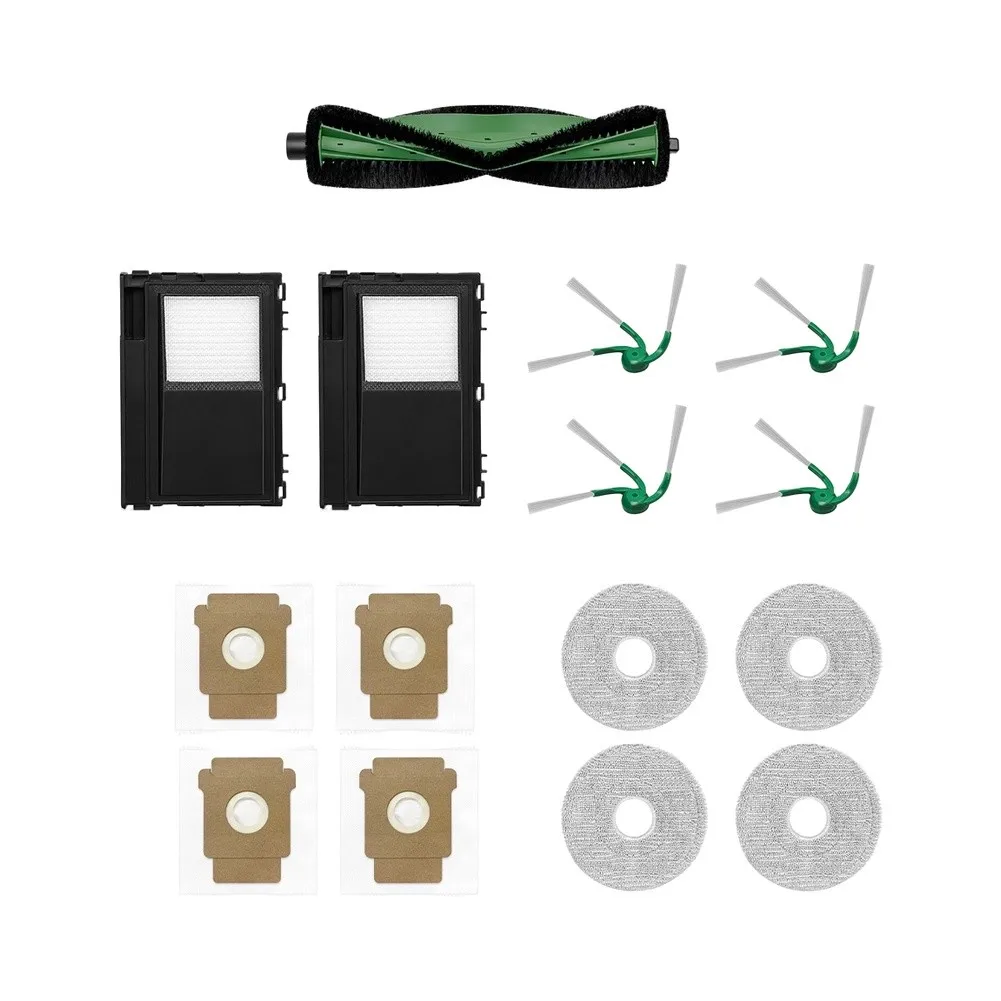 Replacement Parts Kit for Roomba Plus 415X 415 515 575 516 576 For Combo: Roller Brush Filter Dust Bags Side Brushes