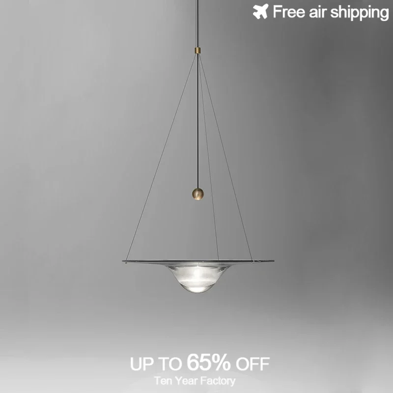 

Contemporary Luxury LED Adjustable Clear Glass Round Pendant Light Lustre for Restaurant Ceiling Mounted Decorative Hanging Fixt