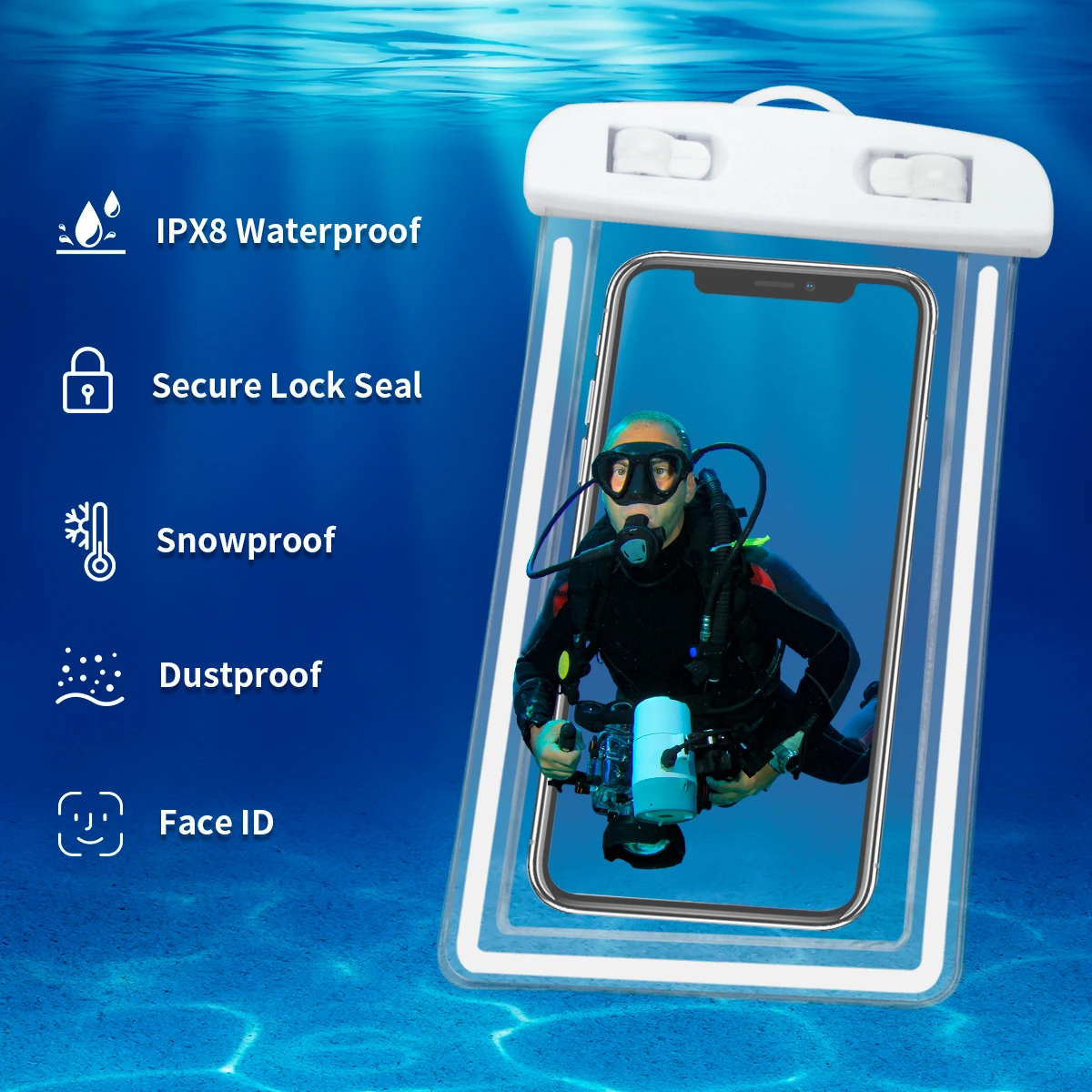 IPX8 Waterproof Phone Bag, Waterproof Phone Pouch for iphone HUAWEI XIAOMI, Underwater Swimming Diving Phones Case