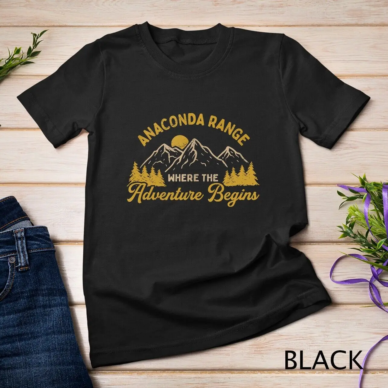 

Футболка «Где приключение начинается Анаконда» Hiking Montana