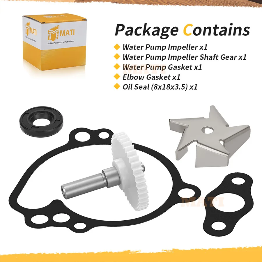 Water Pump Impeller And Shaft Gear With Cover Gasket For Kawasaki KX65 2006-2024 O.E.M# 59256-1064 13234-1110