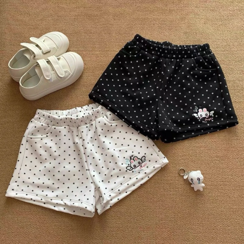 

Summer New Cute Polka Dot Embroidered Versatile High-waisted Shorts Women's Japanese College Style Sweet Casual Wide-leg Shorts