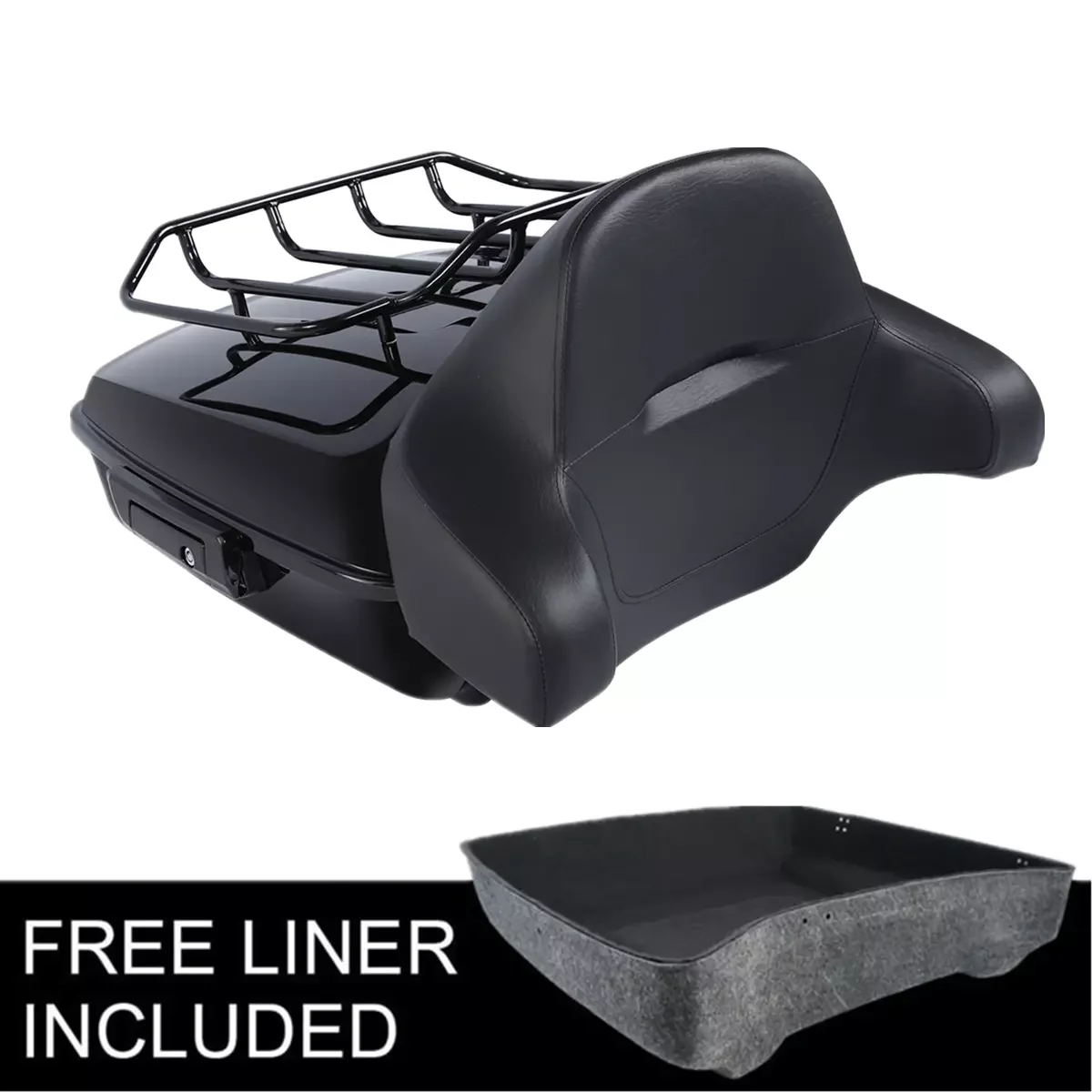 

Motorcycle Chopped Pack Trunk Backrest Rack Fit For Harley Touing Street Glide Electra Glide 2014-2025