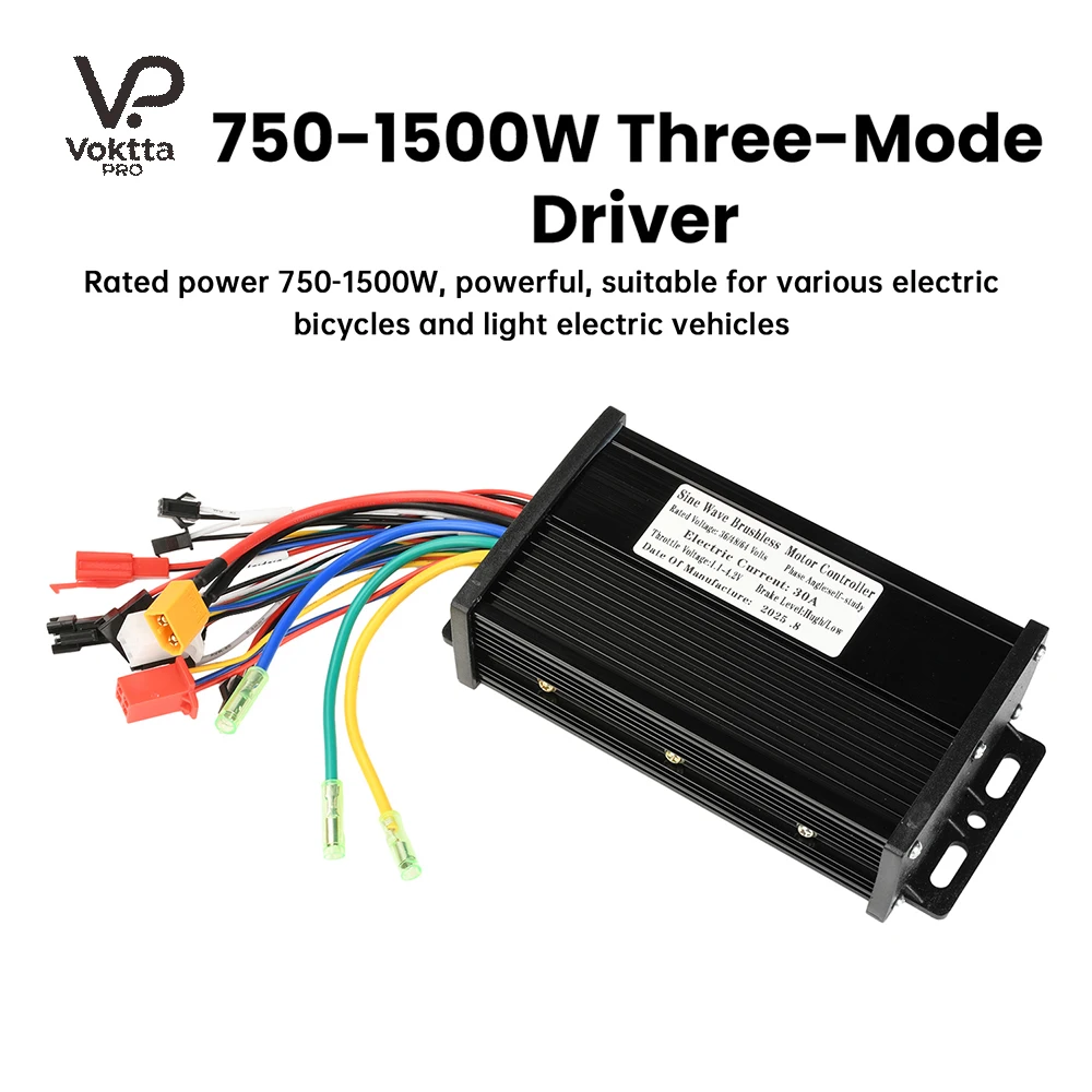 AliExpress Voktta 36V 48V 64V 30A Sine Wave Brushless Motor Controller 750-1500W 3 Mode Driver SM Connector Instrument Electric Bicycle S866