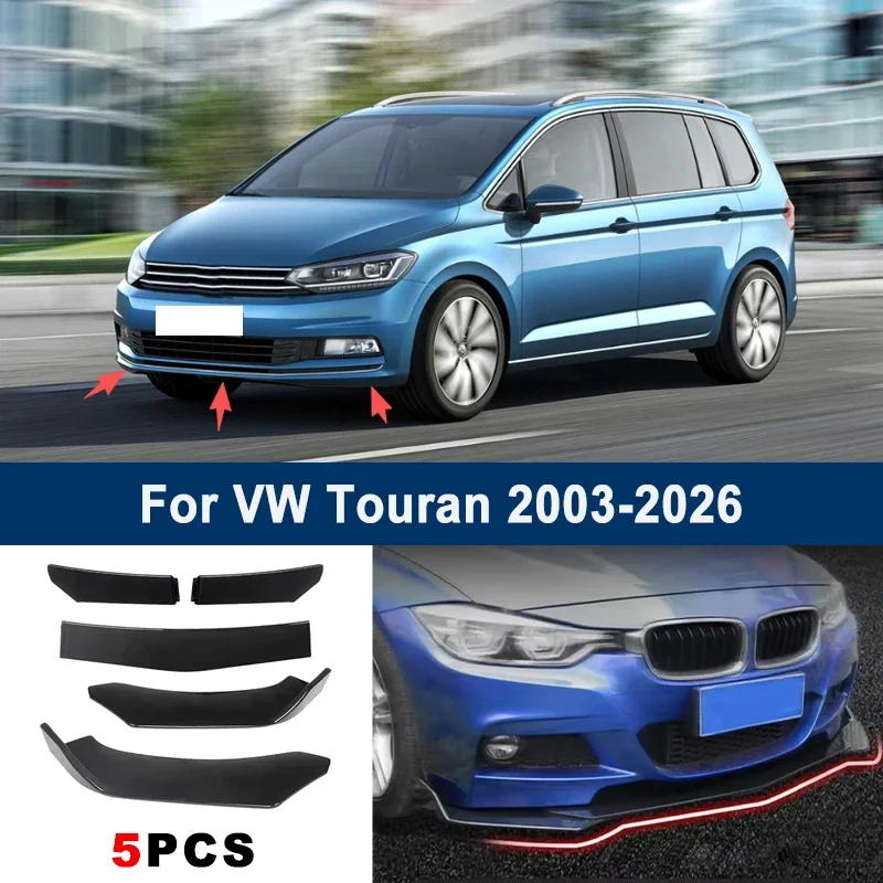 For VW Touran 2003-2026 model, adjustable 5PCS front bumper lip spoiler protection decorative kit, car body kit