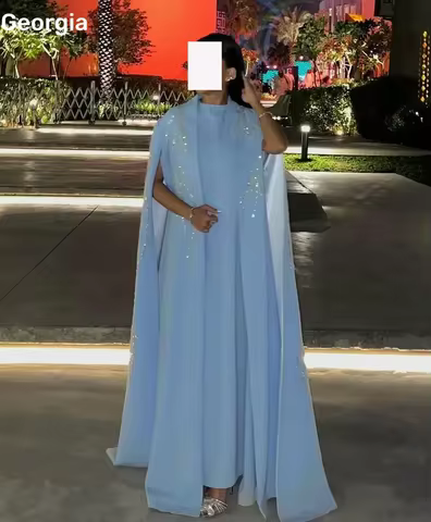 Customized Birthday Dresses Luxury Floor-Length Scoop Neckline Dress Women Elegant Luxury Beadings Dubai Luxury Evening Dress