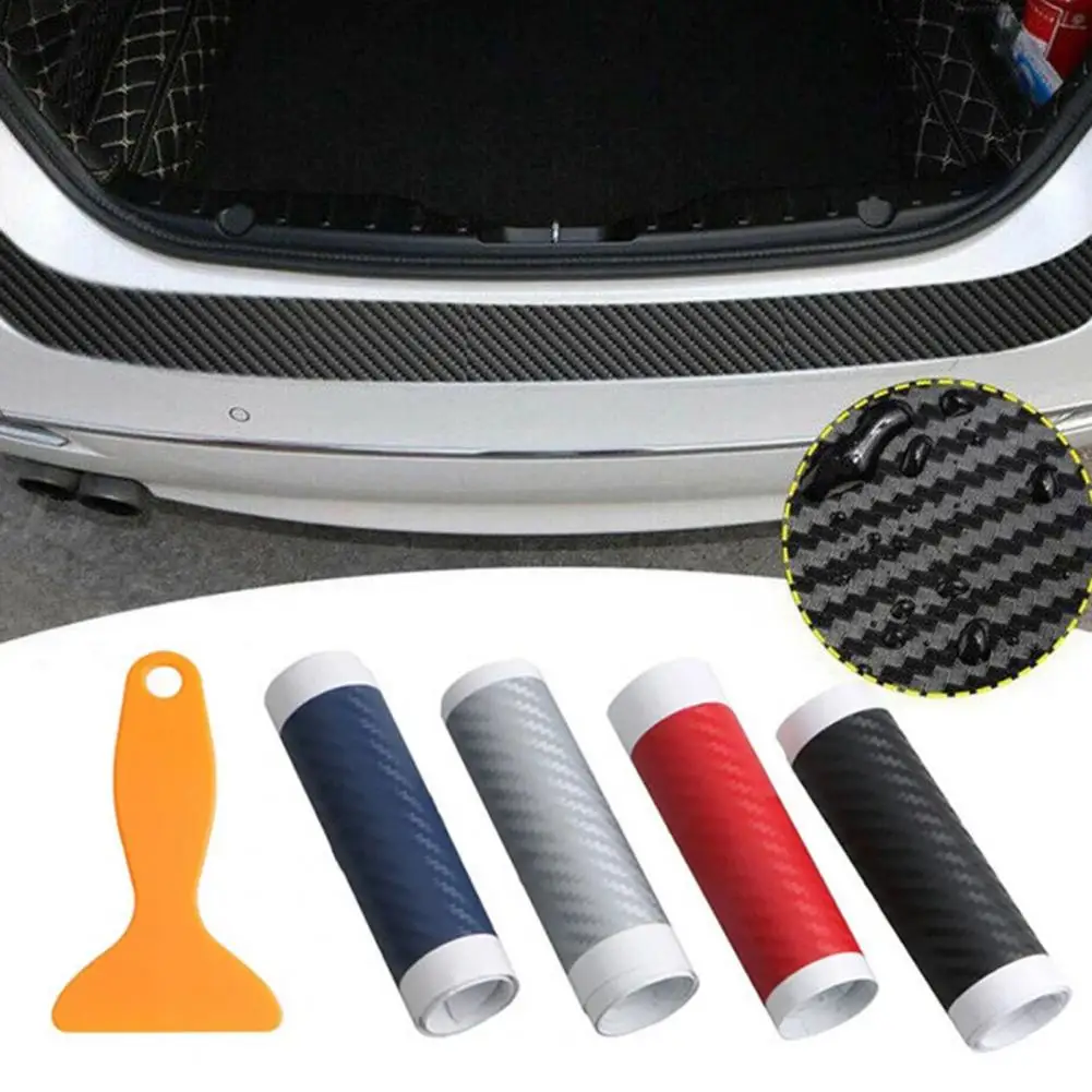 

90cm Car Door Bumper Sticker Waterproof PVC Carbon Fiber Trim Strip Protective Film Anti-Scratch Non-slip Door Edge Protector