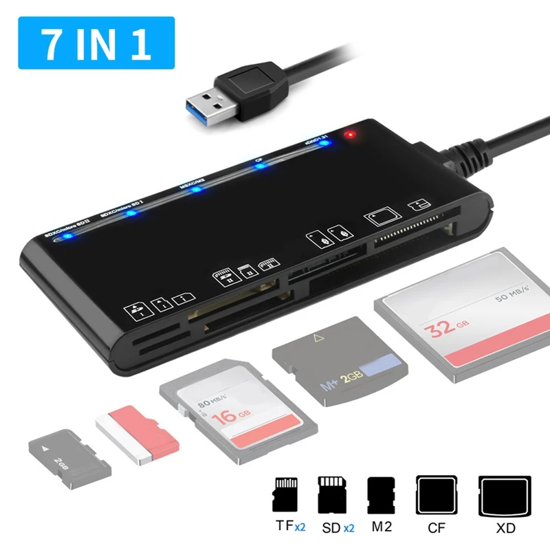 Multifunction Card Teader CF/XD/MS/SD/TF Card Reader For Windows Vista/XP/7/8/10/, Linux, Os