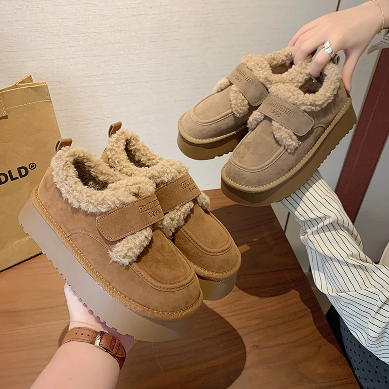 Comfortable Indoor Soft Non-slip New Walking Plus Fleece Warm and Comfortable New Fluffy Shoes Cotton Slippers Outdoor