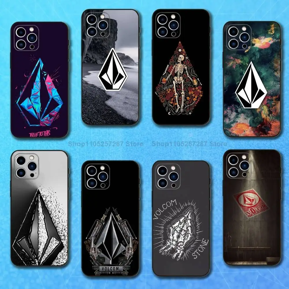 

Sport V-VOLCOM-ES Style Phone For iPhone 13,12,15,14,11,16,17,Plus,Pro Max,XS,X,XR,SE,Mini,8,7,Soft Silicone Black