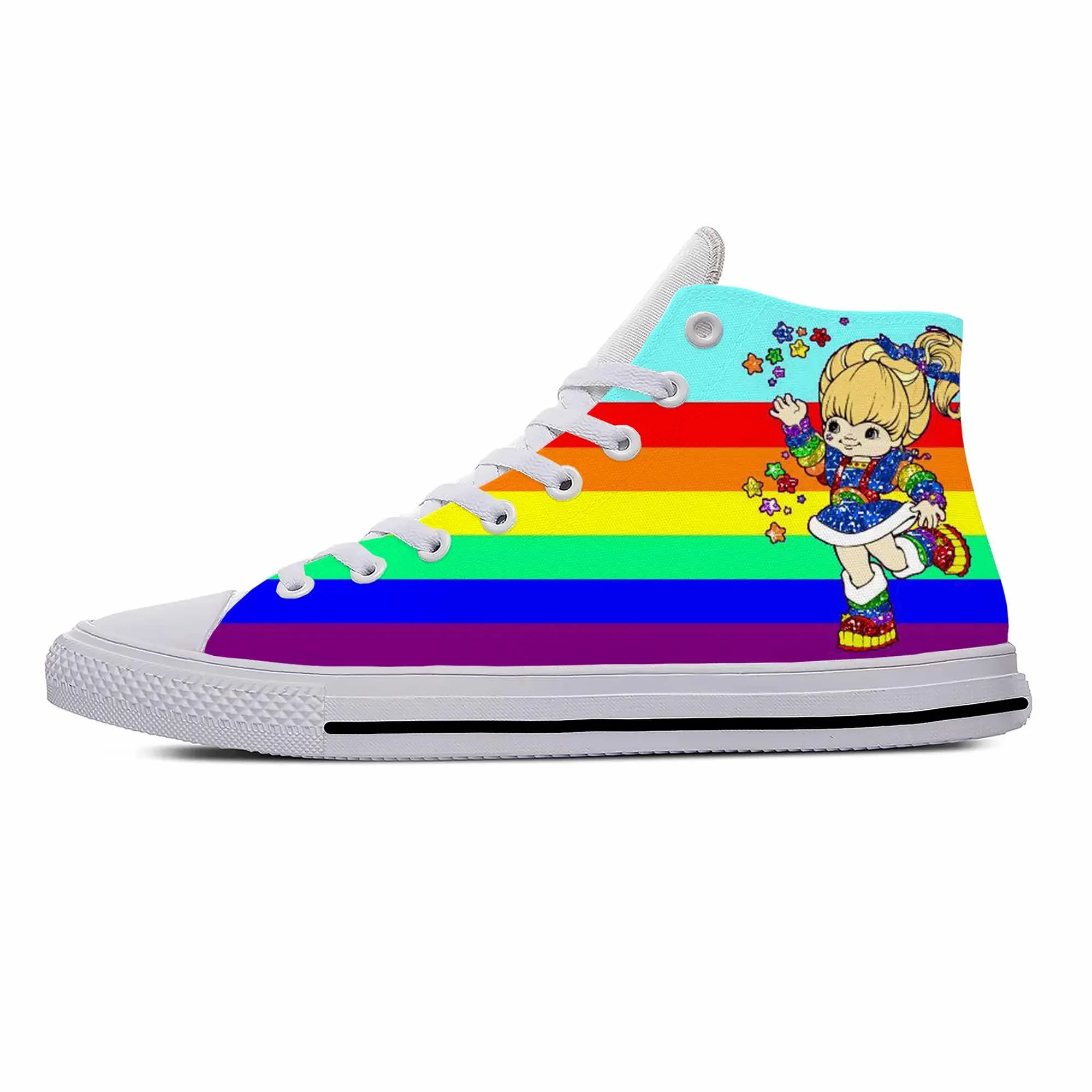 Brite Anime Cartoon Manga Comic Rainbow Fashion Casual Cloth Shoes High Top Lightweight Breathable 3D Print Men Women Sneakers