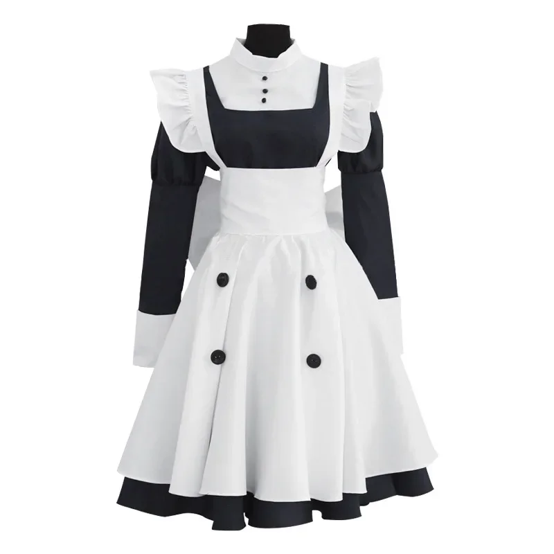 Japanese Anime Black Butler Kuroshitsuji Mey Rin Dress Cosplay Costume Women Maid Dress+Apron Halloween Party Role Play