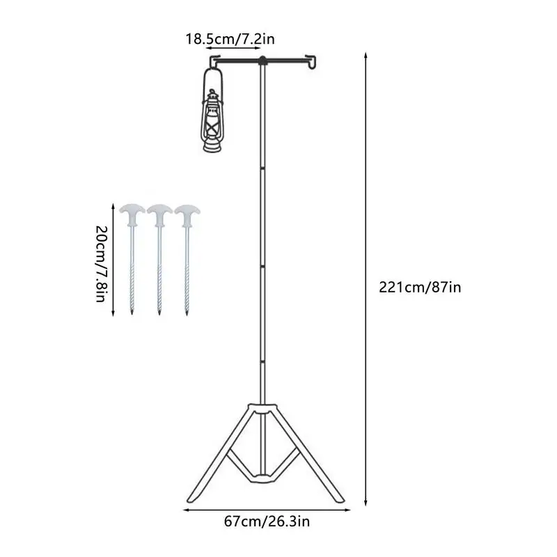 Camping Lamp Stand Portable Folding Lantern Post Pole Telescopic Aluminum Alloy Tripod Lamp Support Light Holder Tool for hiking