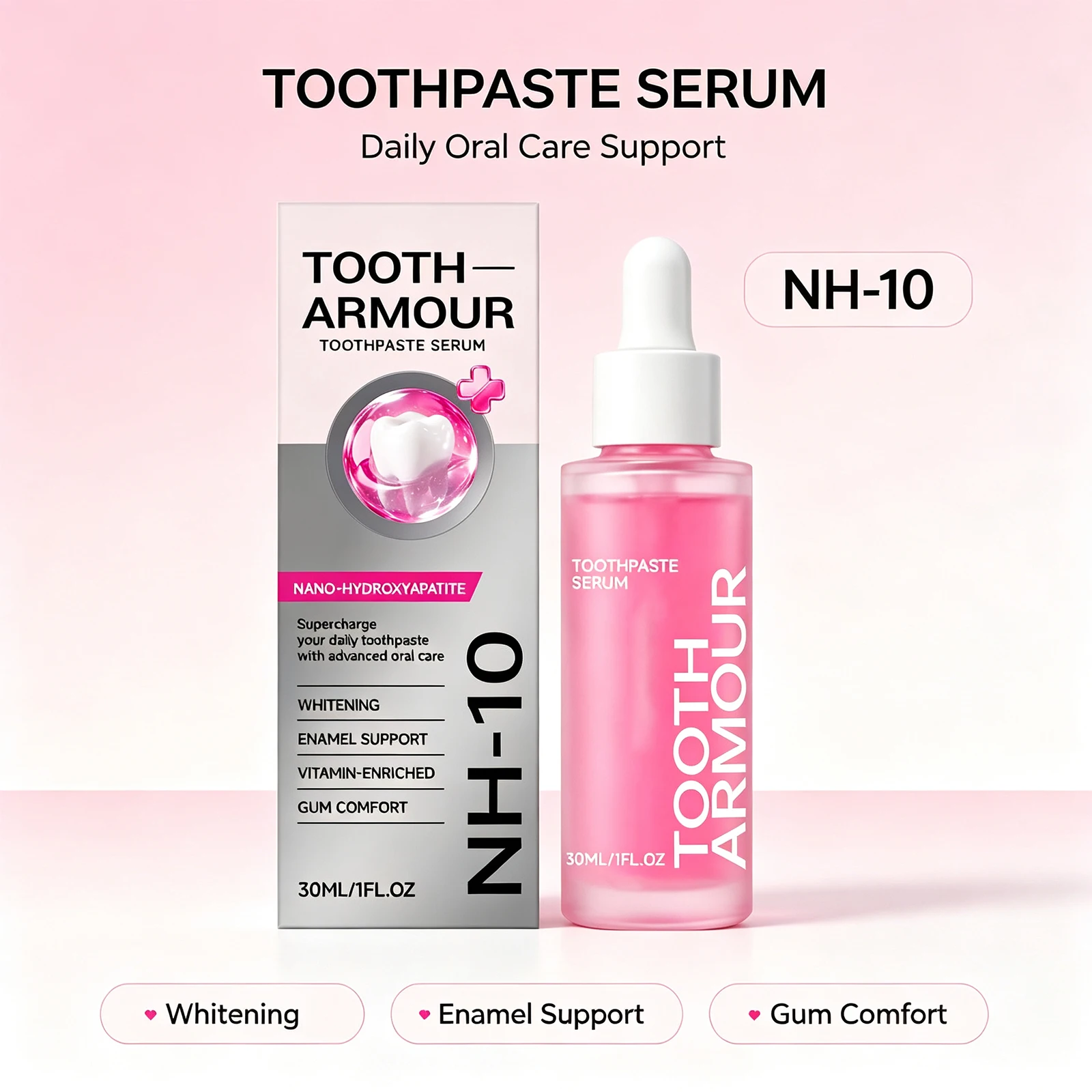 Nano Hydroxyapatite Toothpaste Serum 30ml Brighten Look Fresh Breath Oral Care Essence Mint Flavor Daily Use Drop Bottle
