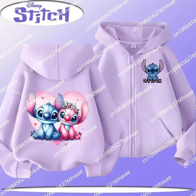 

Disney collection - Boys' and girls' casual tops - Sports shirts - Stitch cartoon print Children's zipper hooded sweatshirt -
