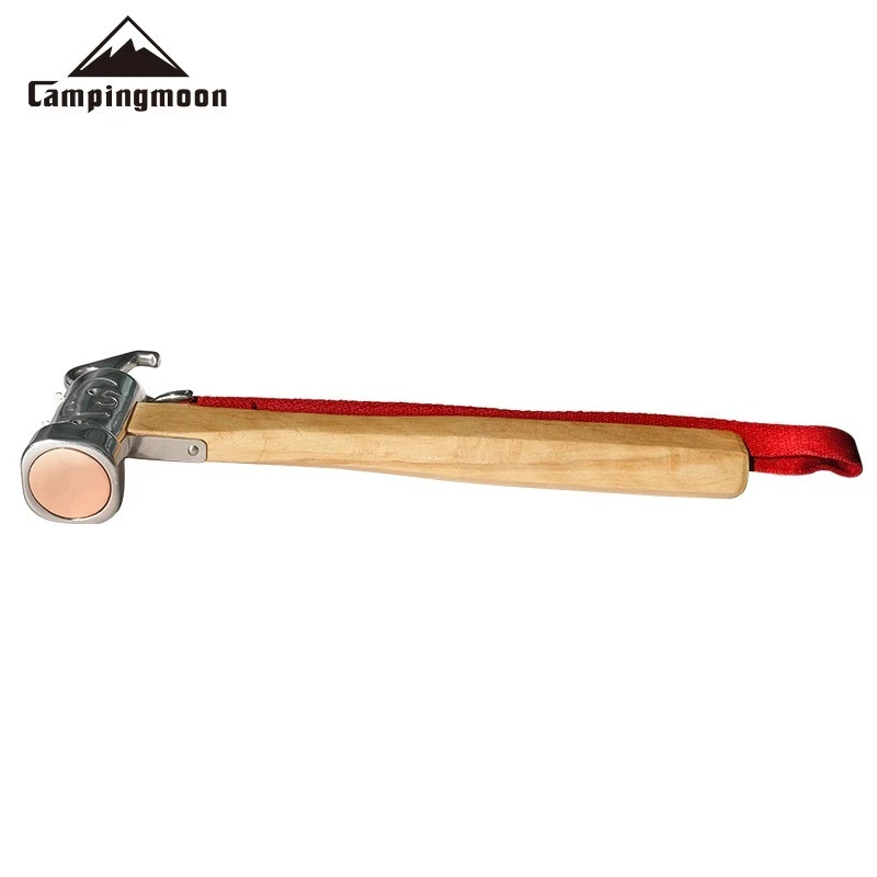 C5 Outdoor Camp Hammer Stainless Brass Head Steel Wooden Handle Fixed Tent Nail Peg Stake Remover Rhino Hammer With Safety Rope view 5