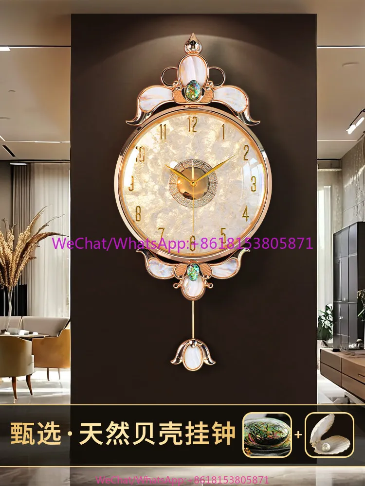 Shell living room living room home wall hanging light luxury high sense time clock creative high-end atmosphere