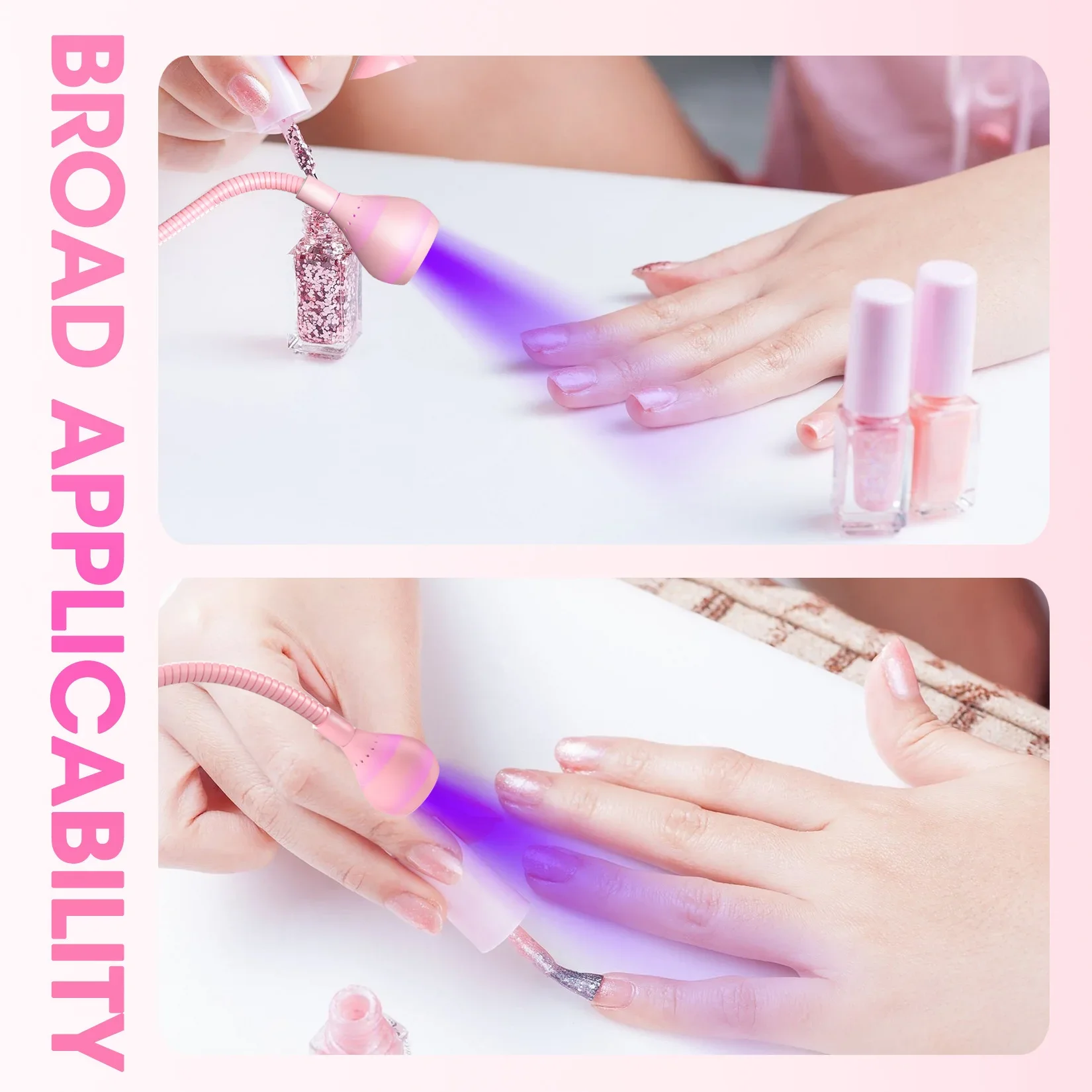 Mini lâmpada uv para secador de unhas, lâmpada uv, comprimento de onda, clip-on, usb, para gel, manicure, ferramentas de salão, 395nm