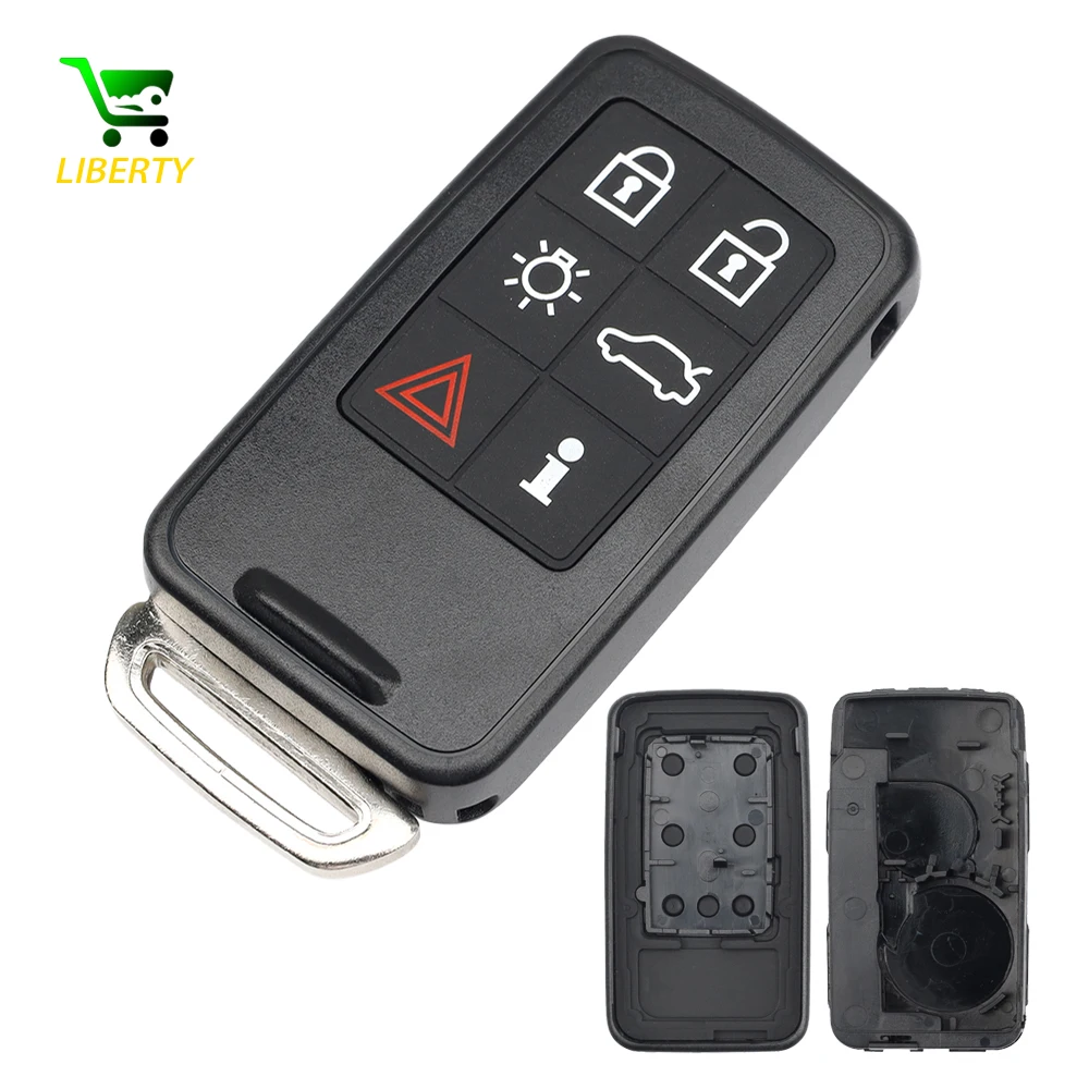 Liberty Car Key Shell Case 5/6 Buttons for Volvo S60 V60 V70 S80 XC70 XC60 2008-2017 Smart Remote Keyless cover replacement